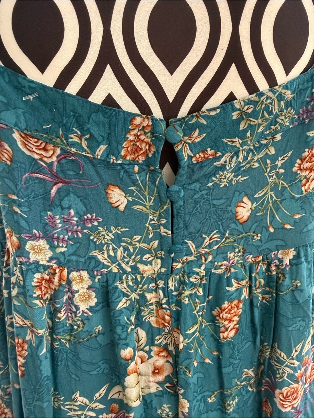Natural Life Teal Floral Bobo Maxi with Side Slit - Picture 8 of 11